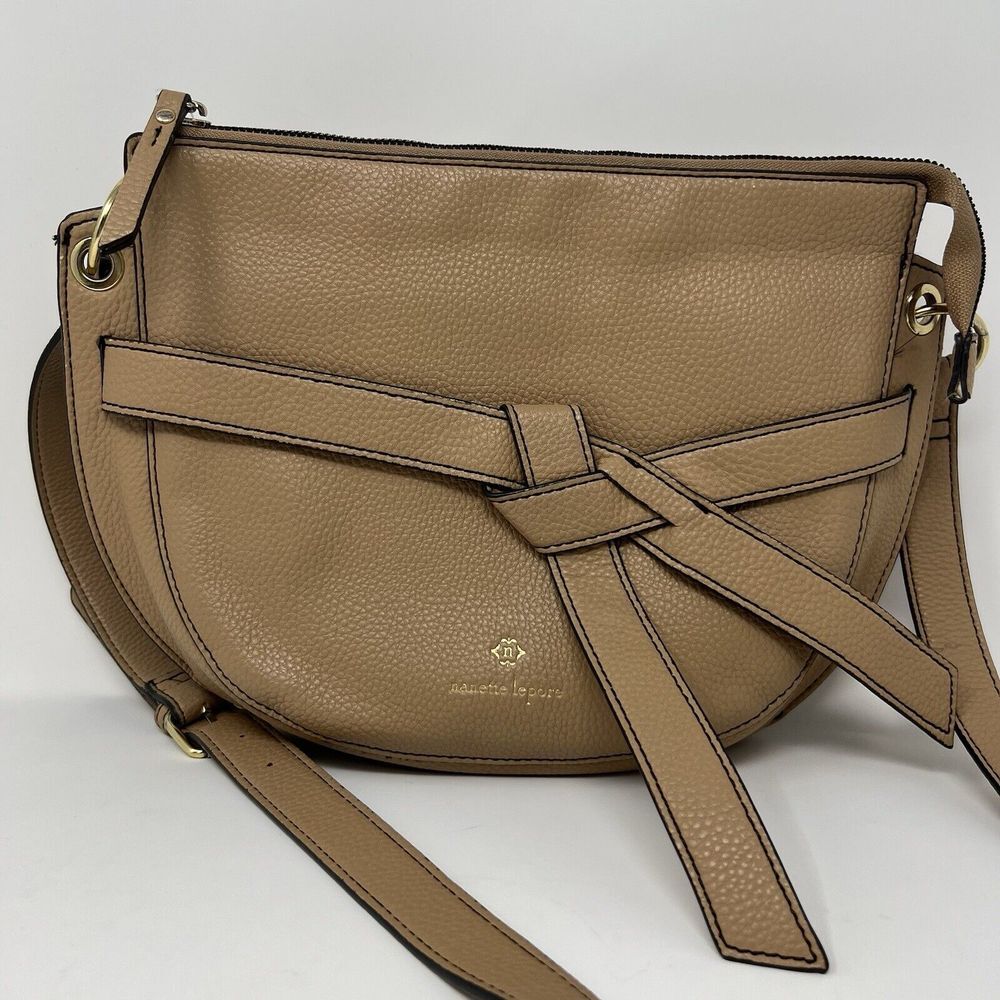 Nanette Lepore Pebble Vegan‎ Leather Tan Cross Body / Shoulder Bag Purse